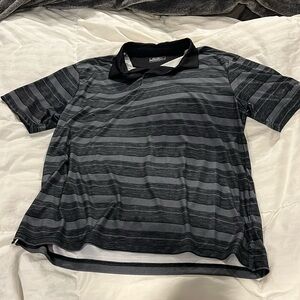 Men’s grey striped polo shirt